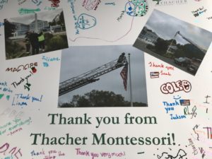 Thank you note from Thacher to the FIrefighters.